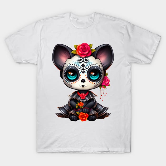 Dia de los Muertos Cat #1 T-Shirt by Chromatic Fusion Studio